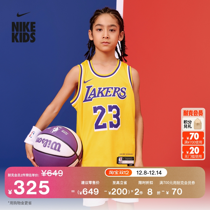 Nike耐克官方湖人队Icon NBA勒布朗·詹姆斯大童速干球衣FZ8625