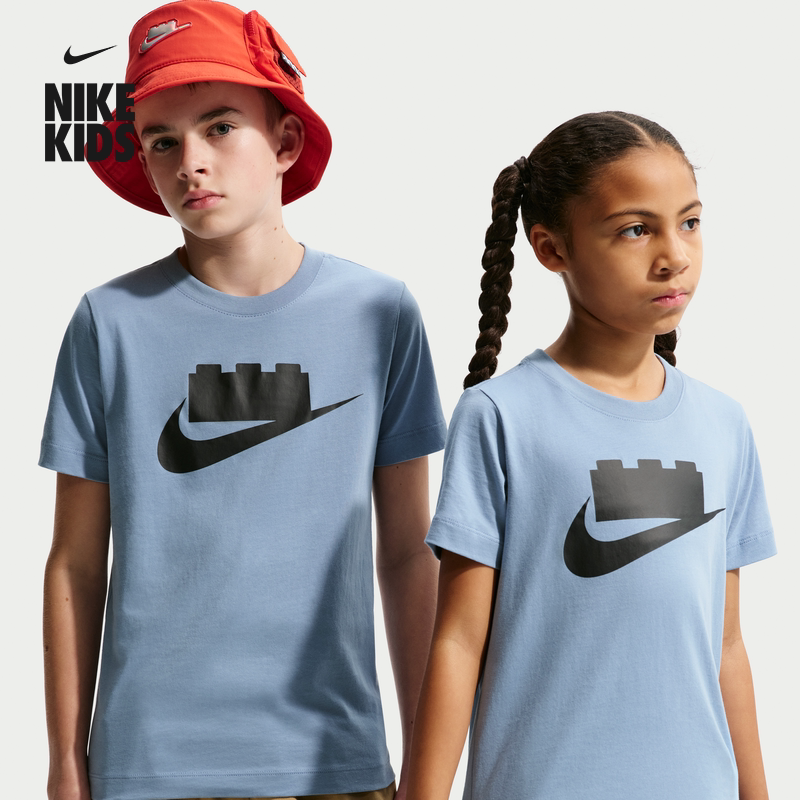 耐克乐高联名大童时尚标志T恤男女童纯棉NIKE X LEGO II5198