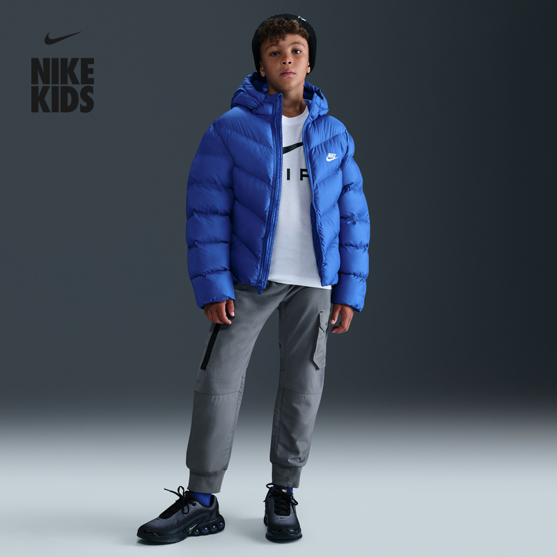 耐克大童透气加绒长裤冬季男女童保暖反光梭织运动裤NIKE HF4211