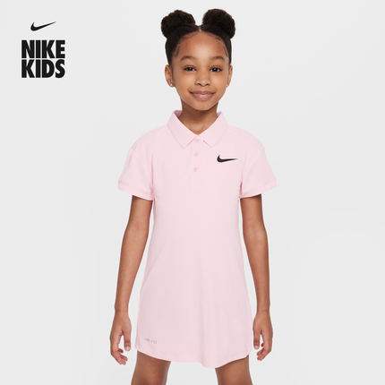 Nike耐克官方女童POLO DRI-FIT幼童速干连衣裙夏季针织休闲FQ1053