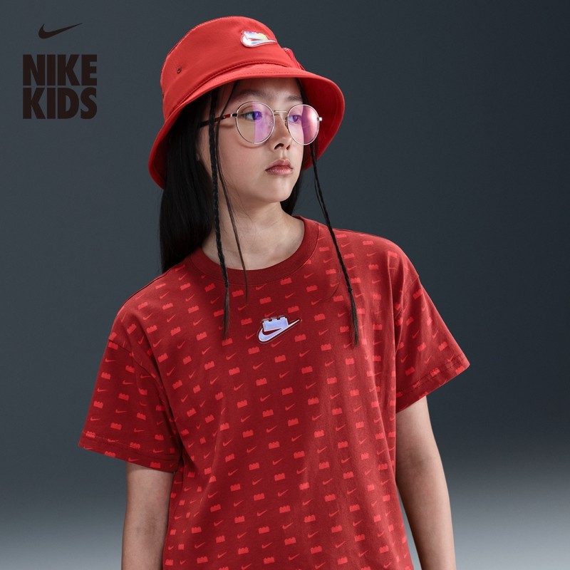 耐克乐高联名大童纯棉短款T恤男女童轻便宽松NIKE X LEGO IB4463