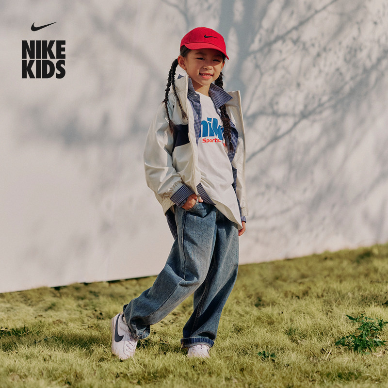 耐克幼童梭织夹克春季男童休闲叠搭立领外套NIKE SWOOSH HF2470