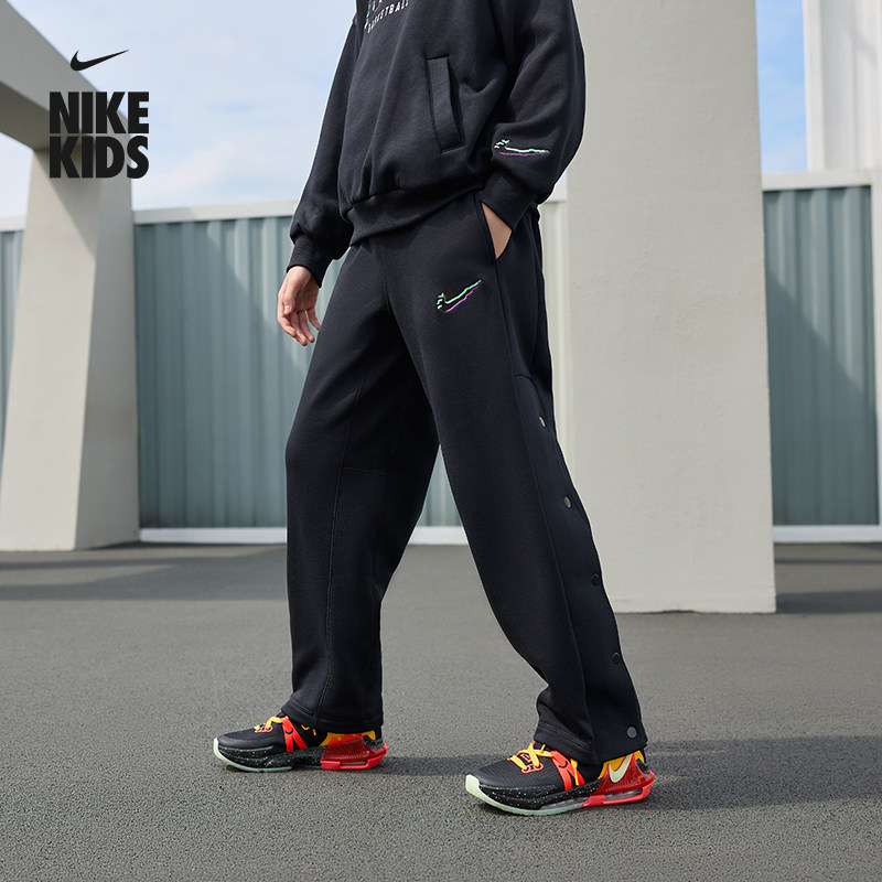 耐克电玩闪码系列大童宽松加绒长裤春季男女童针织NIKE HV0507