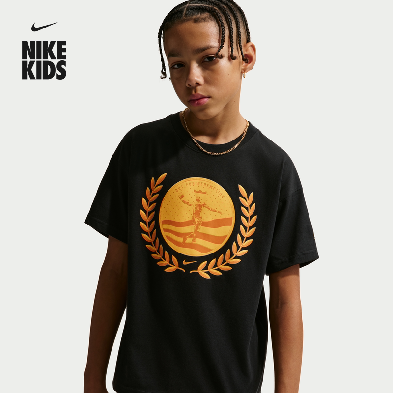 耐克詹姆斯大童宽松T恤春季新款男女童纯棉休闲针织棉NIKE IQ0257