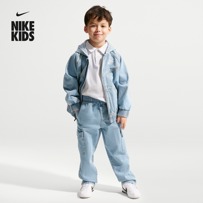 耐克幼童牛仔工装长裤春季新款男童纯棉机能风锥形NIKE IU5341