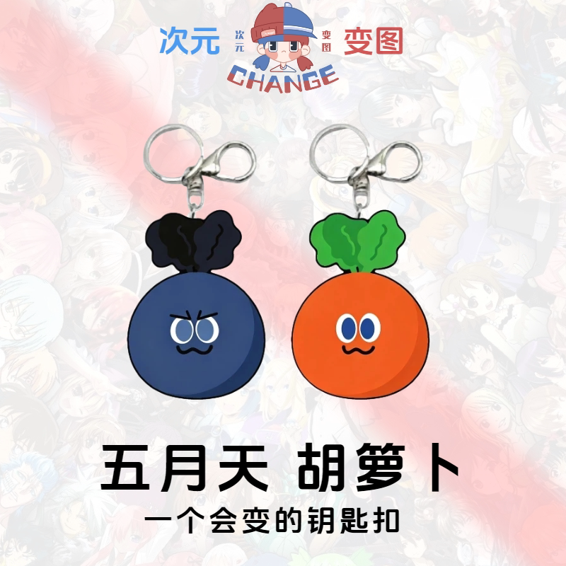 卜卜3D光栅渐变钥匙扣挂件图片