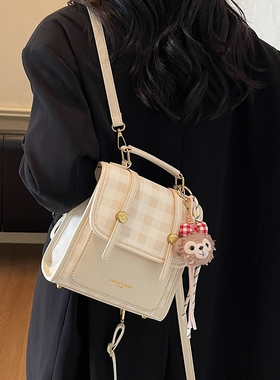 英伦学院风双肩包女2026新款时尚手提单肩包百搭学生书包旅行背包