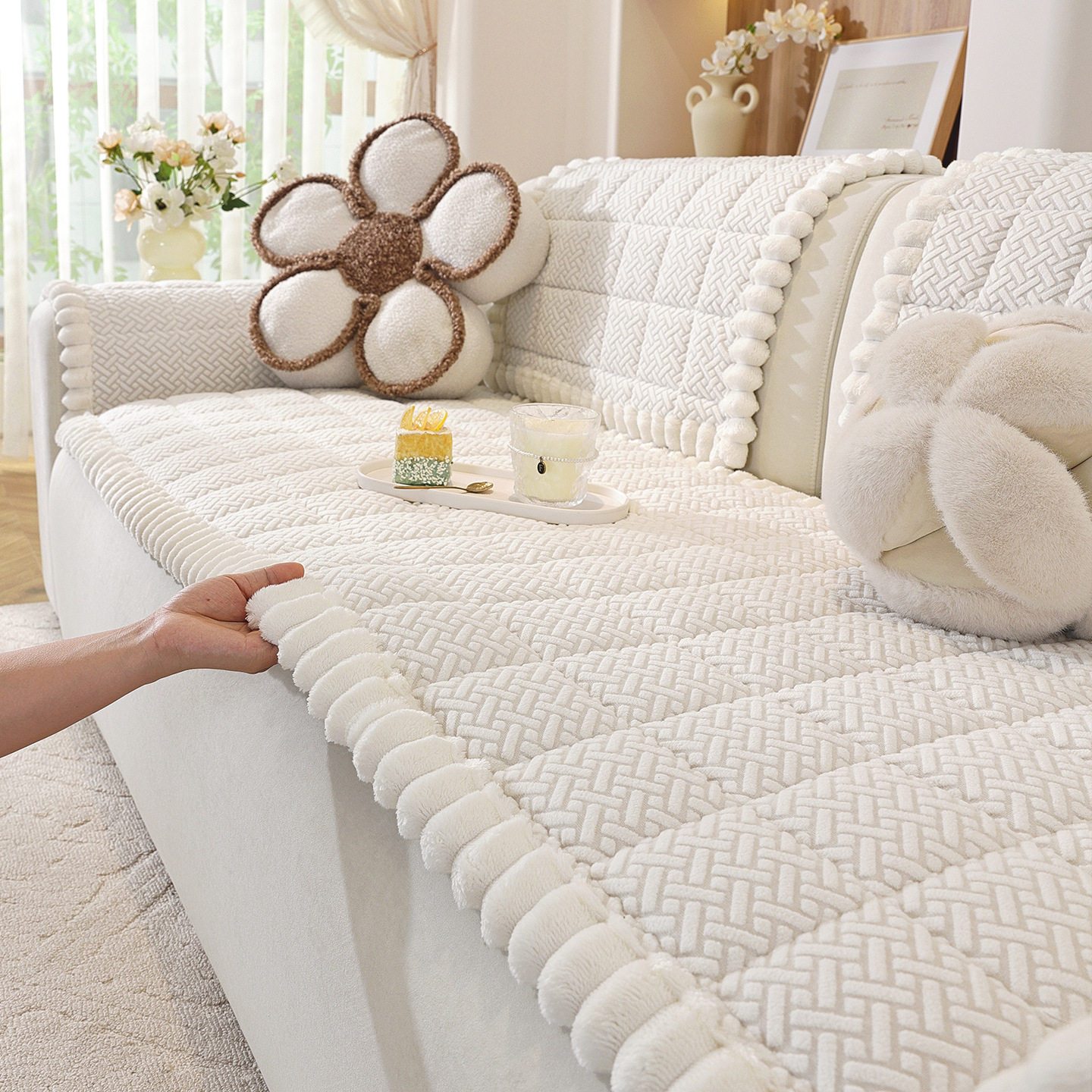 2026年新款四季通用固定防滑沙发垫一片式直排皮沙发套罩