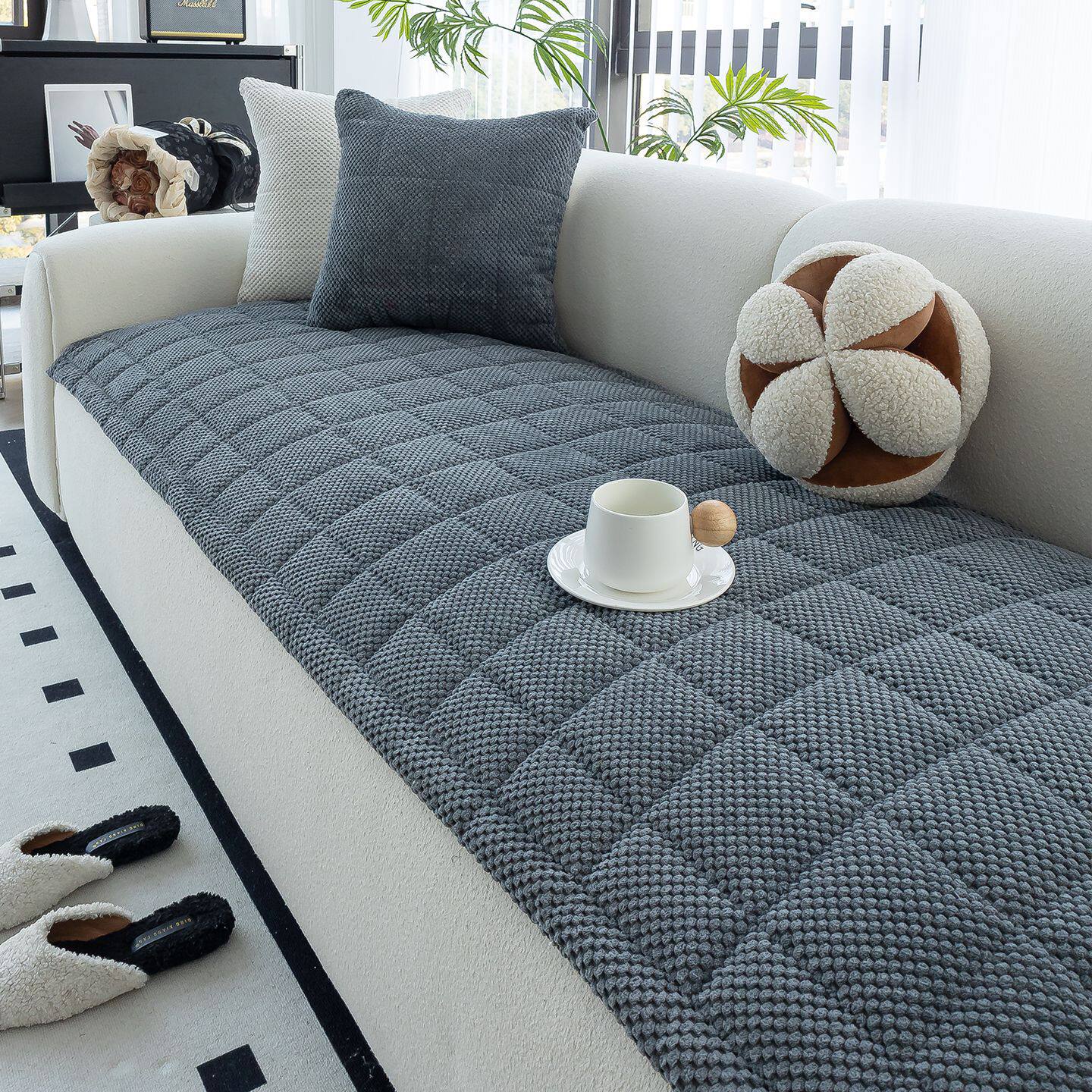 沙发垫秋冬季2026年新款灯芯绒加厚防滑防猫抓坐垫子盖布套罩