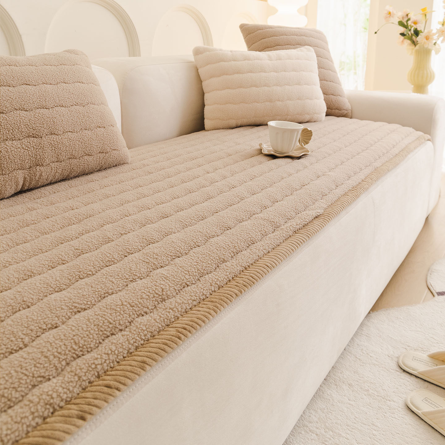 复古风高克重舒棉绒沙发垫2026新款秋冬防滑坐垫沙发套罩,居家布艺,沙发套,淘宝优惠券,粉丝福利购,淘宝优惠卷