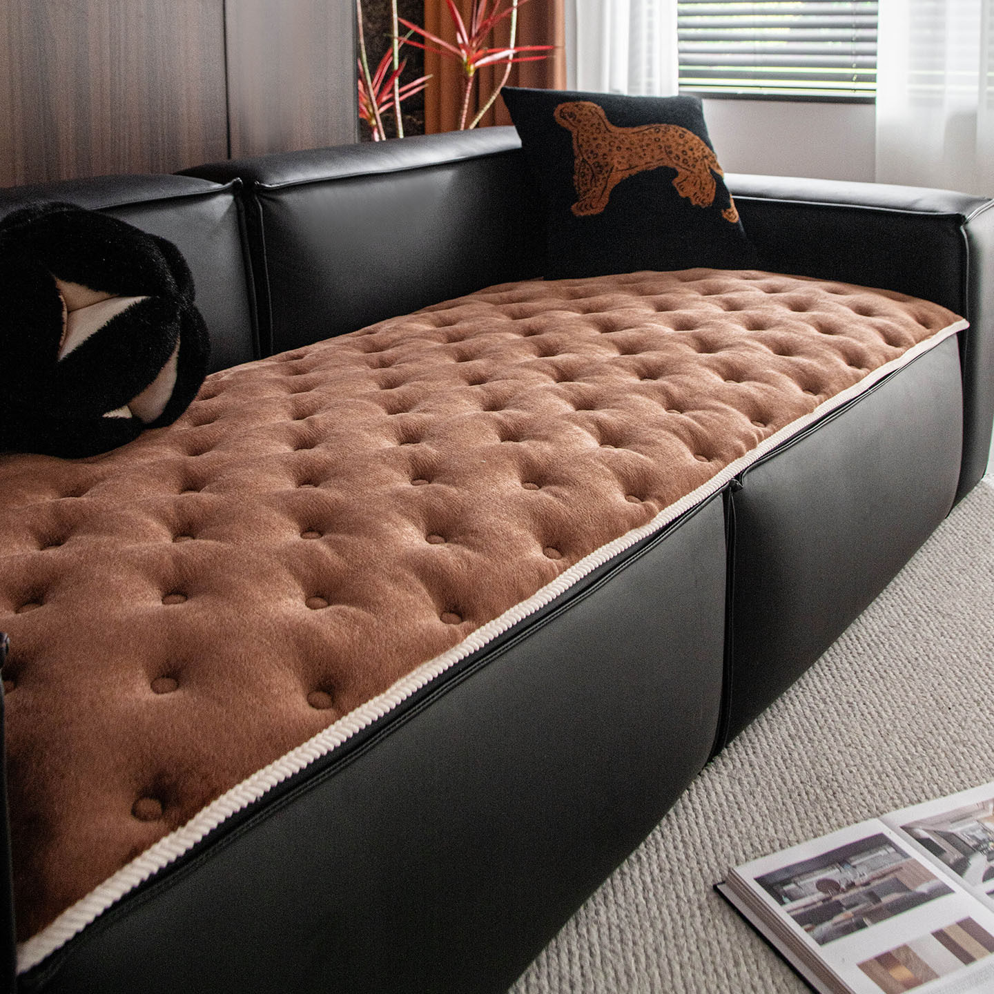 欧式风加厚毛绒法兰绒沙发垫2026新款秋冬一片式防滑坐垫套罩