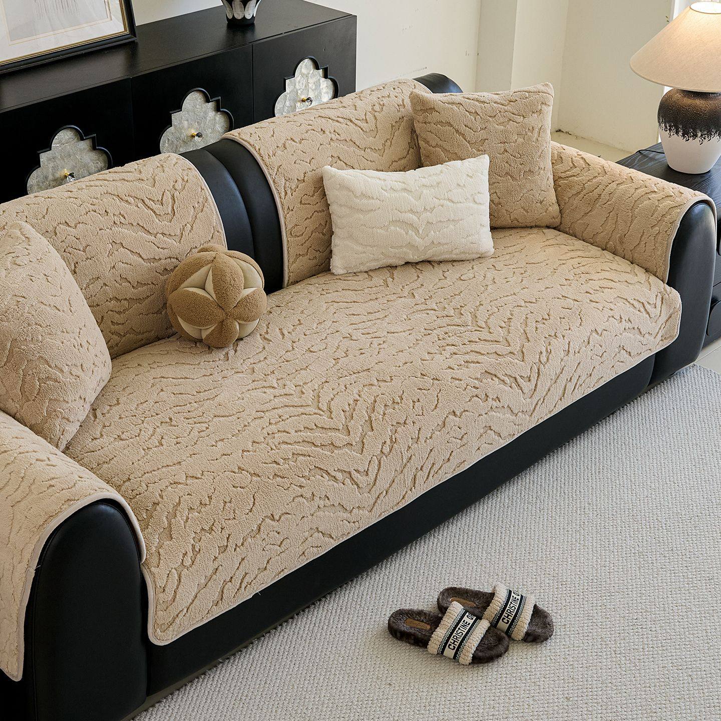 轻奢高级感加厚舒棉绒沙发垫2026新款秋冬季保暖直排防滑沙发盖布,居家布艺,沙发垫,淘宝优惠券,粉丝福利购,淘宝优惠卷