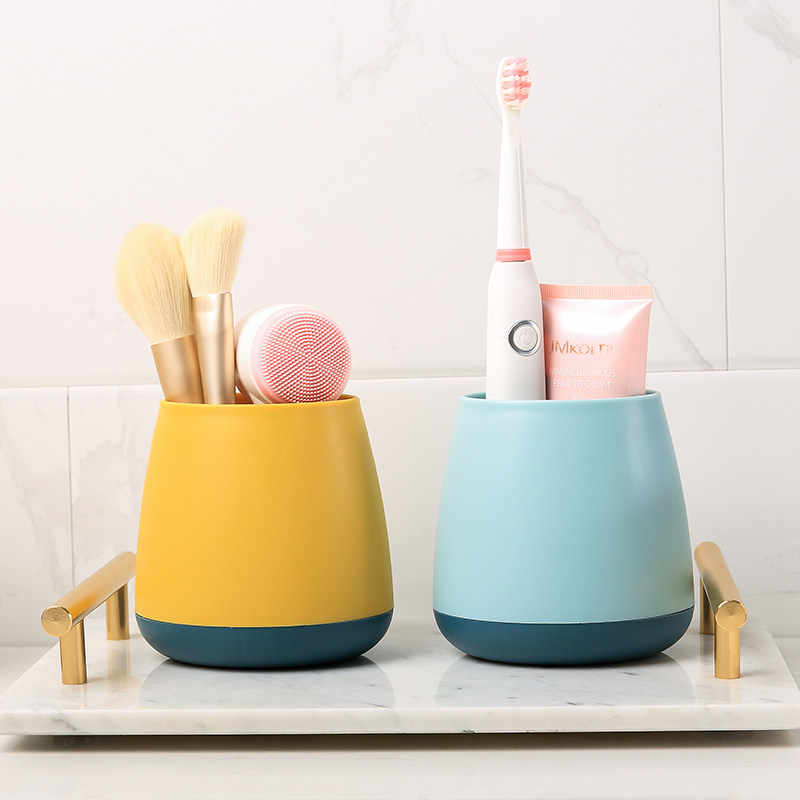 牙刷收纳筒卫生间浴室洗漱台免打孔壁挂式置物架创意简约桌面储物