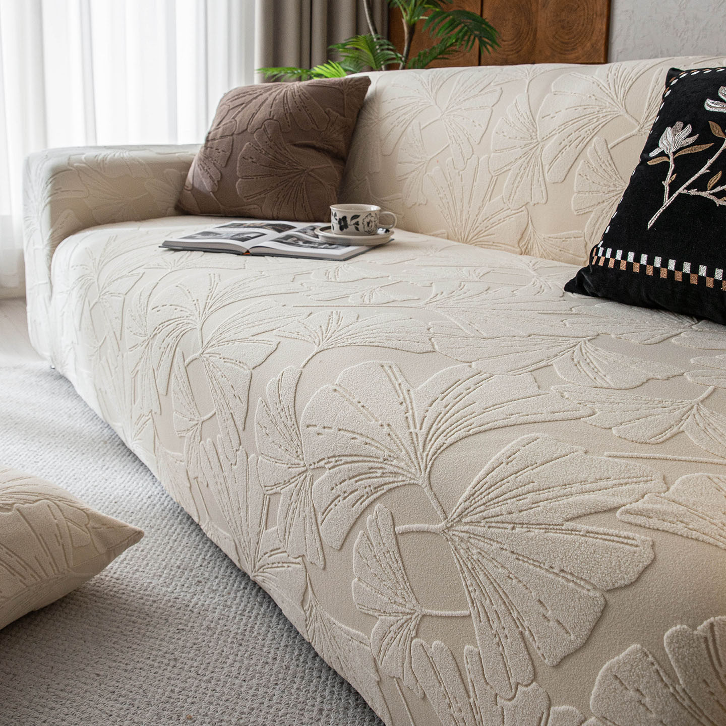 简约风提花绒沙发套四季通用2026新款轻奢感防滑全包沙发罩套