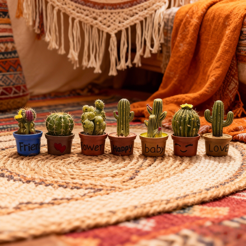 仿真迷你小物品摆微景观多肉仙人掌治愈电脑桌面工位办公桌小摆件