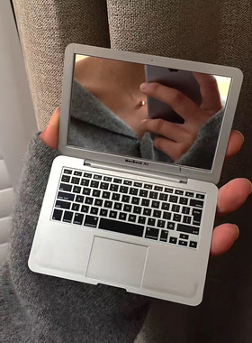 ins迷你随身镜子复古苹果笔记本电脑艺术便携折叠小化妆镜Mac学生