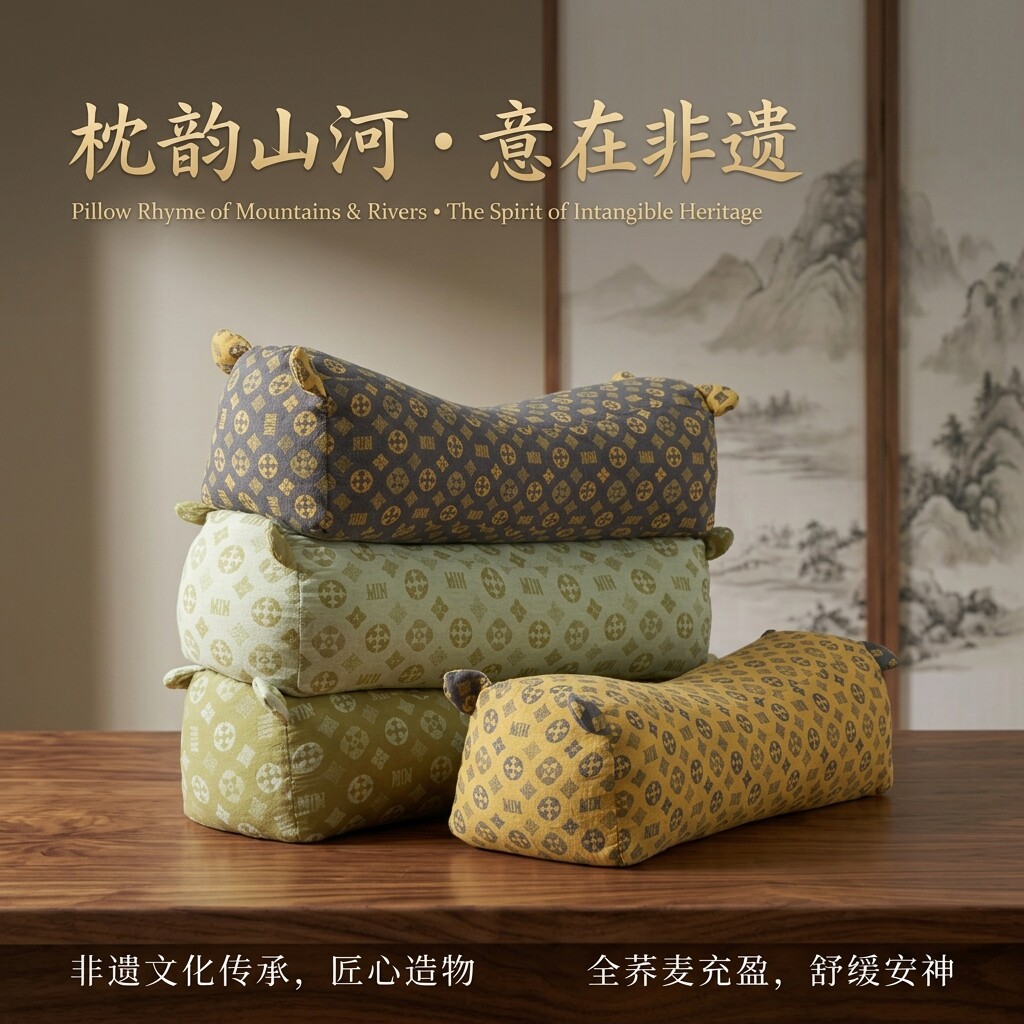 荞麦壳枕头成人圆柱颈椎枕支撑老式枕抱枕民族风虎头枕高枕头硬枕