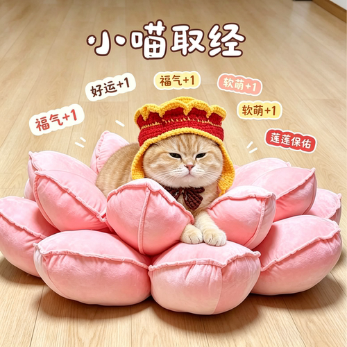好运莲花猫窝蒲团四季人宠共用