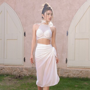 游泳衣女比基尼bikini三件套分体亮闪水钻游泳装 2024新款 繁星