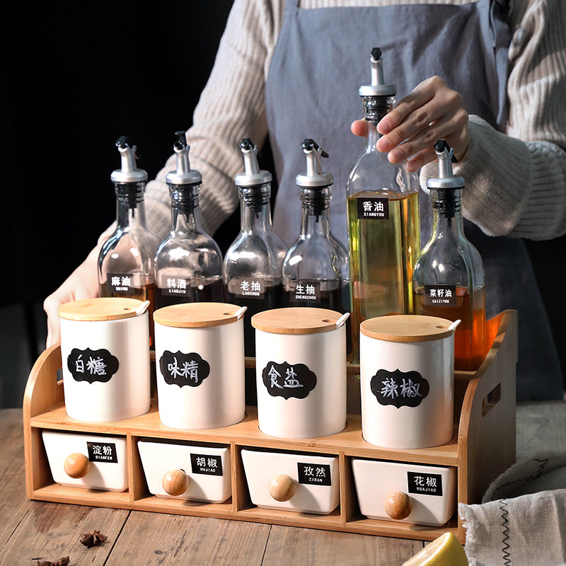 Kitchen Flavor Glass Soy sauce monosodium glutamate Seasoning Box suit Salt jar Storage Shelf householdin the Kitchen/Cooking utensils , Kitchen Gadgets/Kitchen storage , Storage jars/Kitchen storage containers , Seasoning bottles  category - from Buy2taobao.com to provide professional Taobao agent buy service