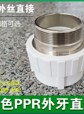 白色PPR外丝直接40 50 63 75 90 110外牙直接铜 热熔水管配件接头