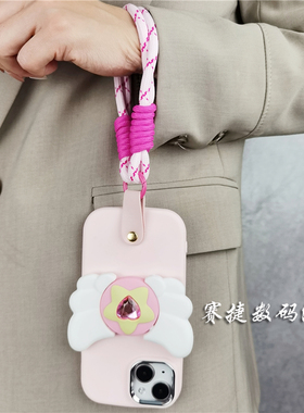 可爱魔法小樱星星翅膀适用realme真我11手机壳pro手绳V13/V23/V20创意V11支架GT斜挎背带Q3/q3i少女心Q3s/Q3t