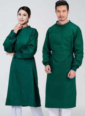 手术室反穿式全包式墨绿蓝色手术衣全棉男女洗手衣隔离衣手术室巾