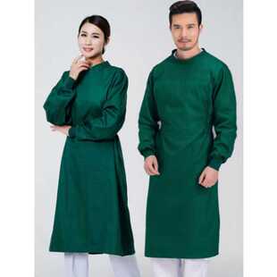 手术室反穿式 墨绿蓝色手术衣全棉男女洗手衣隔离衣手术室巾 全包式