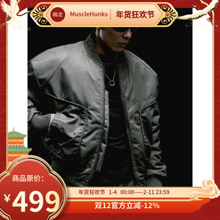 肌肉狗潮牌冬季棉服男工装风休闲健身棒球服外套美式短款棉衣夹克