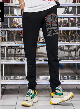 Monkey King 猴王春秋运动宽松拼接卫裤男嘻哈街头潮牌个性束脚裤