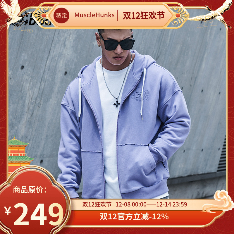 肌肉狗连帽外套男潮牌运动休闲