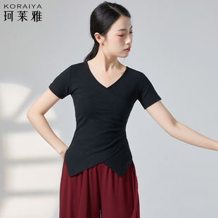 跳舞短袖 民族古典现代舞训练服夏季 舞蹈练功服上衣女形体修身 新款