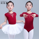 舞蹈练功服儿童女长袖 形体考级体操连体服装 芭蕾舞中国舞女童短袖
