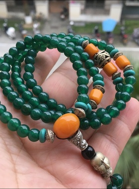 天然绿玛瑙礼物手串108