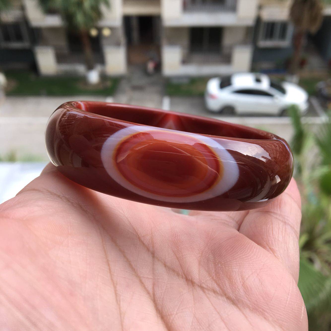 小精品巴西纯天然像形大眼睛红玛瑙手镯加宽加厚原石矿女礼手环37