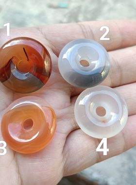 巴西多款天然俏小平安扣玛瑙吊坠锁骨链原石玉髓女士宝宝挂件138