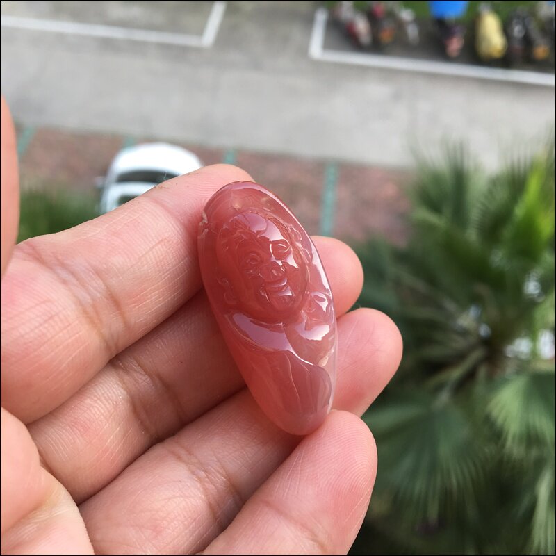 正品天然非红玛瑙吊坠纯手工雕刻弥勒佛原石保平安挂饰107