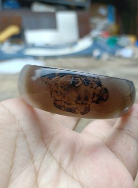 一物一拍纯天然特色花纹玛瑙手镯加宽加厚原石无烧女手环礼247