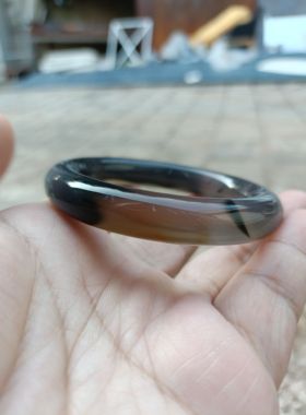 巴西纯天然水墨丹青玛瑙手镯复古圆条水润圆滑原石无烧女个性274