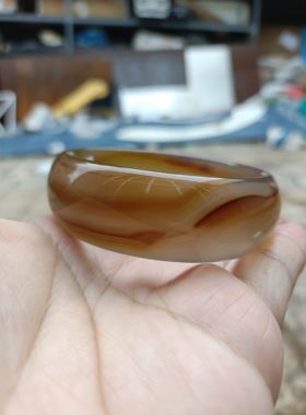 巴西纯天然蜜糖色玛瑙手镯加宽加厚水润圆滑原石无烧女礼手环252