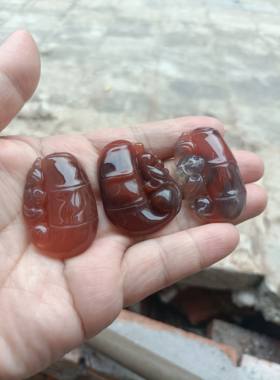 天然南红玛瑙吊坠俏色雕刻男女款挂饰毛衣链玉坠项链坠子礼114