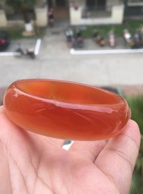吉祥如意巴西纯天然橘红玛瑙手镯圆滑水润原石批女礼佳石琦缘41