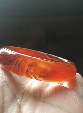 巴西纯天然红朱砂缠丝玛瑙手镯老料红玉通透水润精美女礼9