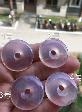 四款天然紫红朱砂淡紫玛瑙平安扣冰透水润原石玉髓女挂饰颈链99