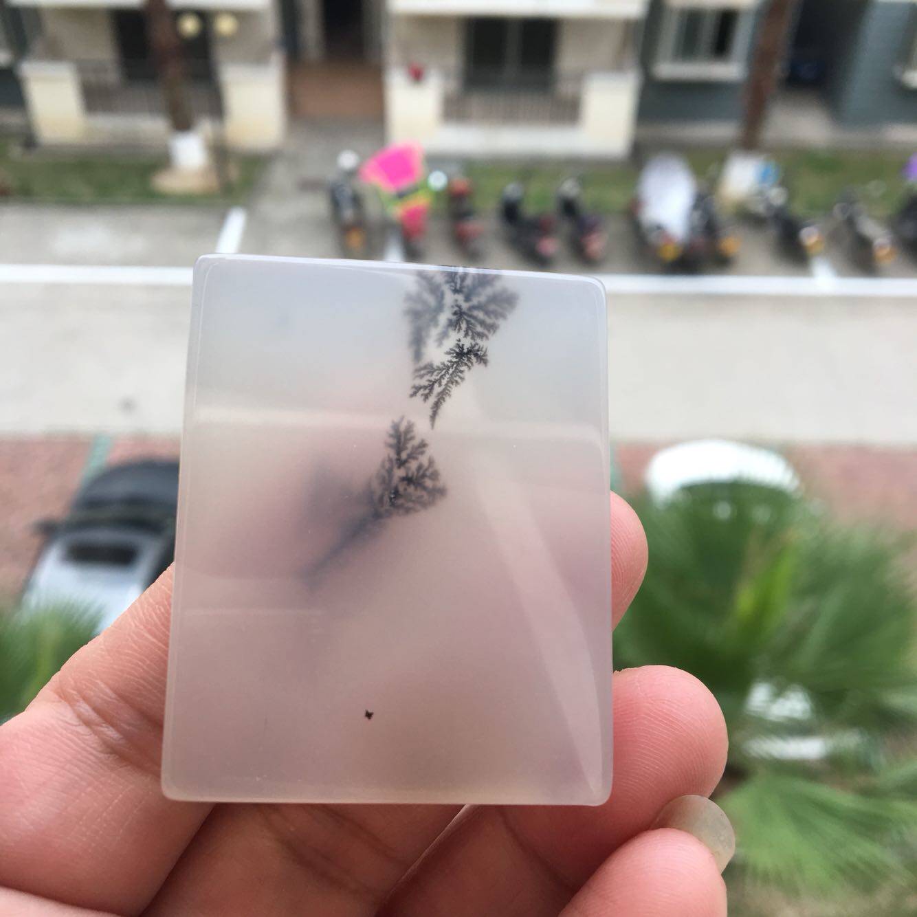 象形松柏巴西天然大棵黑色水草玛瑙牌吊坠男女同款配送玛瑙珠链2
