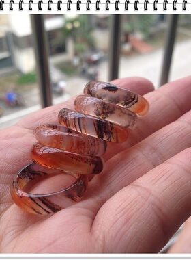 同块石料纯天然多色山水画玛瑙戒指水润特色只有6个精品168