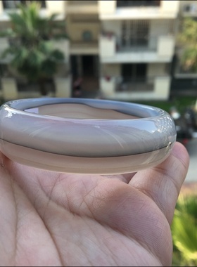 巴西特色天然水墨缠丝整圈玛瑙手镯加宽加厚女厦门玉髓通透水润62