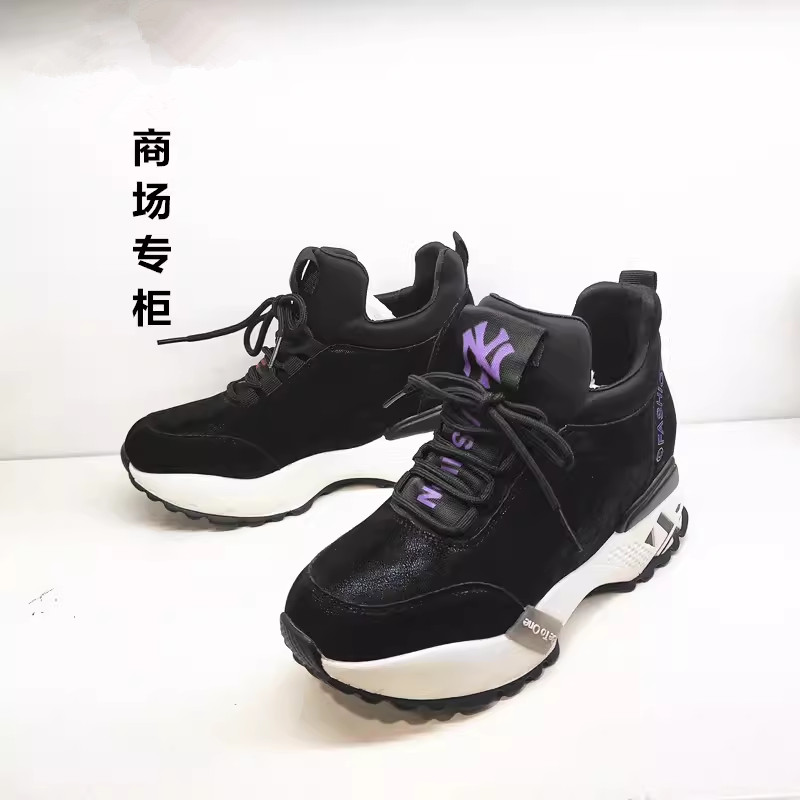 商场日常厚底内增高圆头真皮女鞋