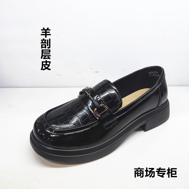 商场舒适粗跟皮鞋厚底英伦风