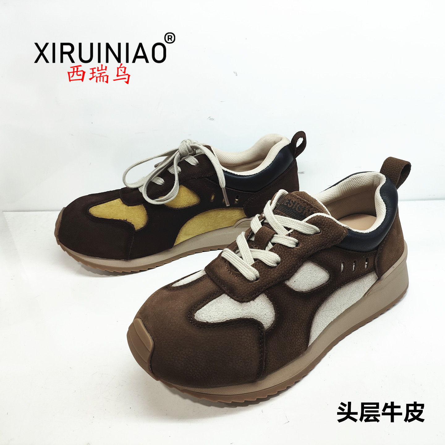 西瑞鸟真皮复古运动鞋德顺鞋女鞋